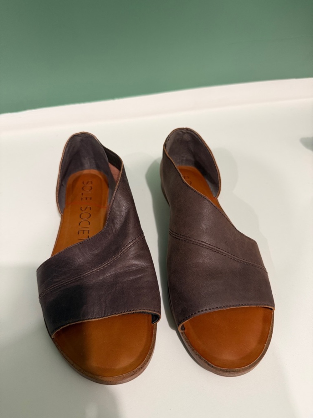 Sole Society Dark Brown Open-Toe Leather Sandals